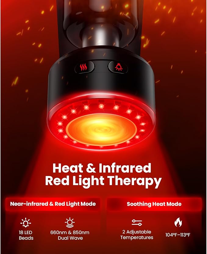 BOB AND BRAD D5 Ultra Massage Gun with Red Light Infrared Heat Head FSA-HSA Eligible 13mm Deep Tissue Percussion Muscle Massager Ergonomic D-Handle for Effortless Pain Relief &amp Athlete Recovery