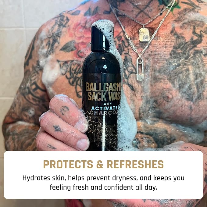 Derm Dude BallGasmic Men’s Grooming Bundle – Sweet Whiskey + Strawberry + Coconut Rush | Charcoal Body Wash for Odor Control Comfort &amp Daily Use – 3 x 8oz