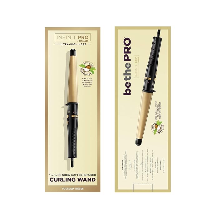 INFINITIPRO BY CONAIR Ultra-High Heat Tourmaline Ceramic Curling Wand 1 1/4-inch to 3/4-inch Curling Wand