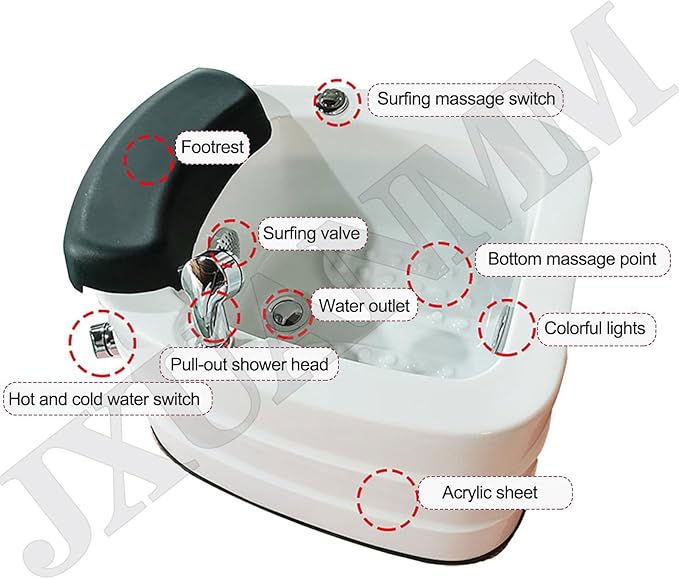 Acrylic Footbath Foot Soak Tub Acrylic Pedicure Sink with Heat and Massage Pedicure Bowl Salon Massage Equipment Home Foot Bath Special for Hotel Foot Bath Club for Foot Soaking E