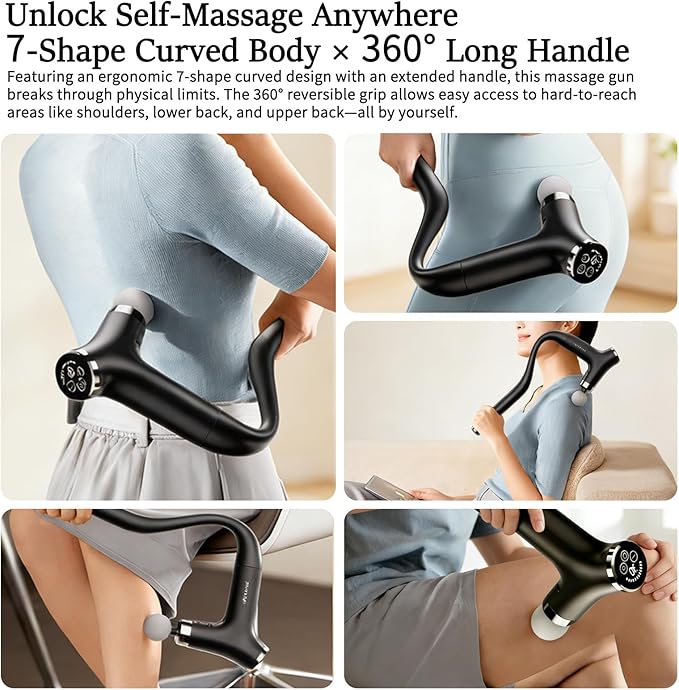 Sfozstra Deep Tissue Massage Gun: Handheld Electric Percussion Muscle Massager with 12-Speed Intelligent Feedback System &amp AI-Powered Response - Detachable Extended Handle for Back Leg Pain Relief