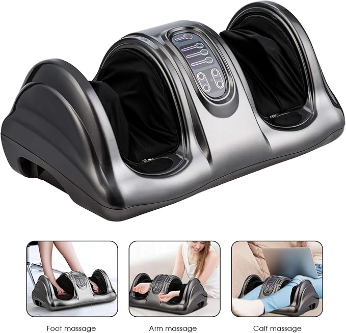 KOTEK Foot Massager Machine Shiatsu Foot &amp Calf Massager w/ 3 Massage Modes Remote Control Electric Deep Kneading Rolling Scraping Massage for Leg/Arm/Ankle Increase Blood Circulation (Grey)