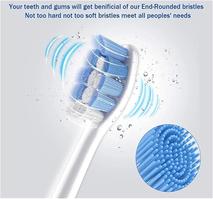 Toothbrush Heads HX9034 Compatible for HX3211 HX3281 HX6220 HX6211 HX6231 HX6250 HX6252 HX9322 HX9331 HX9334 HX6253 HX6530(Ivory)