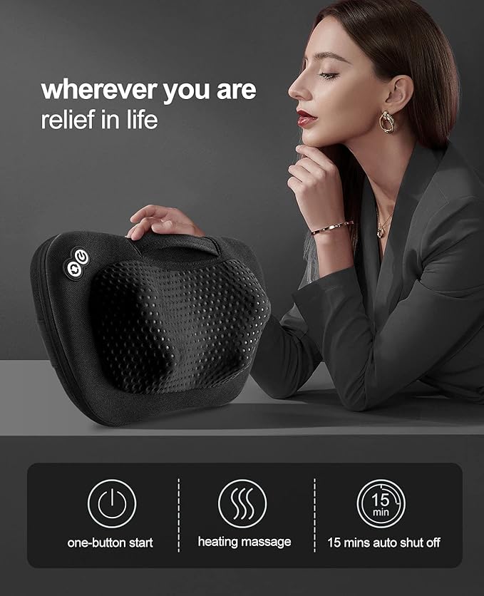 VIKTOR JURGEN Back Massager Neck Massager with Heat Massage Pillow Gifts for Mothers Day &amp Fathers Day Electric Shiatsu Shoulder Massager Deep Kneading Massager for Back Pain Neck Pain