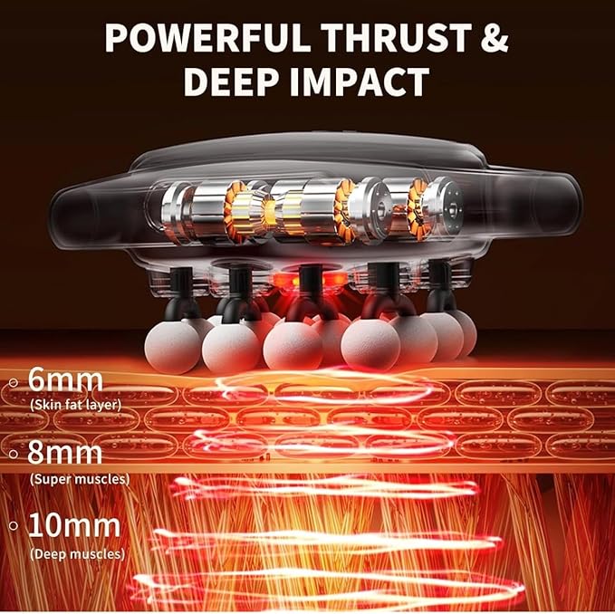 Msg - 16 Heads Deep Tissue Percussion Massager Anti Fatigue Device Red Light Quiet Therapy - Muscle Massage Gun for Back Shoulders Legs and Body Muscle Pain Relief