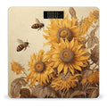 Bees and Sunflowers on Old Paper Bathroom Scale for Body Weight LCD Display Digital Bathroom Scale Tempered Glass Bathroom Weight Scales Fashion Smart Scales for Home Bedroom 400 Lb