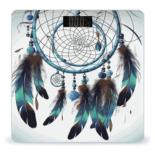 Digital Bathroom Scale for Body Weight Scale with Bright LCD Display High Accuracy Step-On Technology Auto On/Off Native American Dream Catcher Digital Scales 400 Lbs /180kg