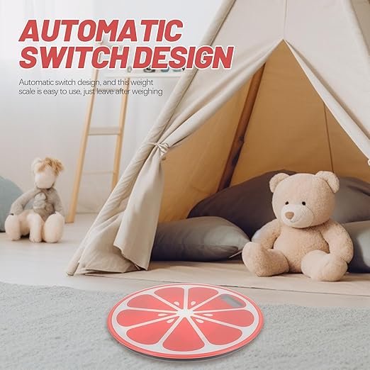Digital Weight Scale for People Portable Mini Round Watermelon Design Tempered Glass Platform Body Weight Scale for Bathroom Use