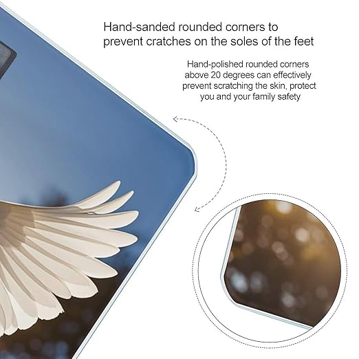 White Dove Flying in The Sun Scale for Body Weight Digital Bathroom Scale Toughened Glass High Precision Scales for Body Weight with Large LCD Backlight Display Weight Scales