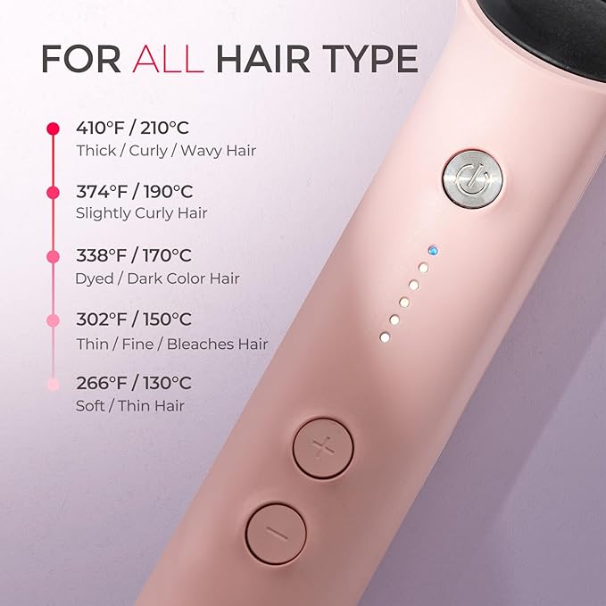 TYMO Ring Hair Straightener Brush – Hair Straightening Iron with Built-in Comb 20s Fast Heating &amp 5 Temp Settings &amp Anti-Scald Perfect for Professional Salon at Home Sakura Pink
