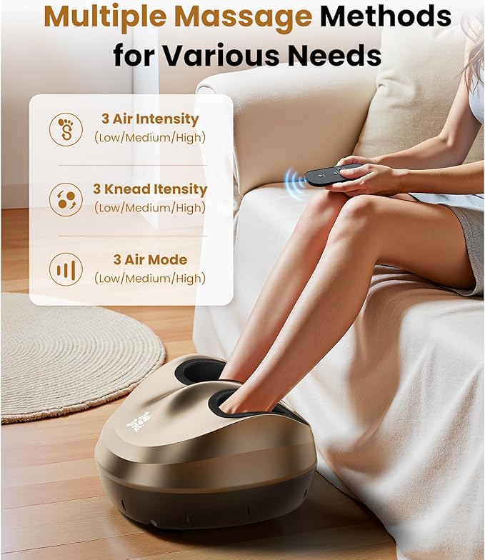 BOB AND BRAD Foot Massager Machine with Heat and Remote Fits up to Size 14 FSA Eligible HSA Shiatsu Deep Kneading Foot Massager for Plantar Fasciitis and Neuropathy