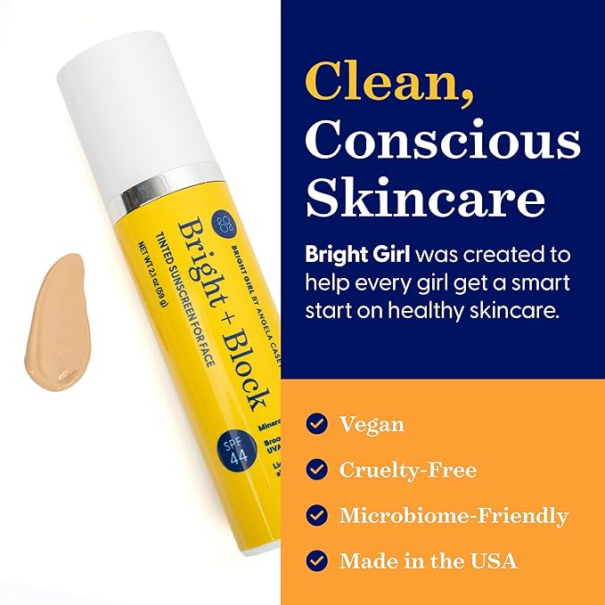 Bright+Block SPF 44 Tinted Mineral Sunscreen Facial Skincare Gentle Hydrating Comfort Titanium Hyaluronic Sensitive Skin