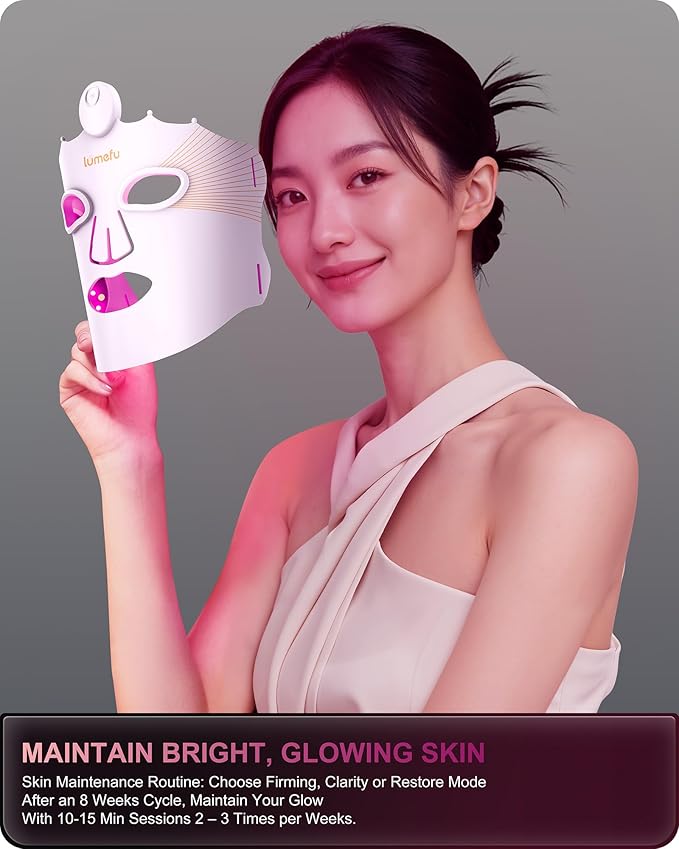 Lumefu Nimbus Red Light Therapy for Face FDA-Cleared 3D Red Light Therapy Mask Anti-Acne Full Face Coverage 3 Treatment Modes 850nm NIR &amp Blue LED Cordless Portable Home Use &amp Travel
