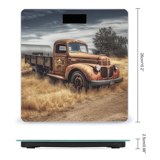 Old Truck Car Bathroom Scale Large LCD Backlight Display Digital Scale Rounded Corners Body Scales Automatic Power On/Off Bathroom Scales for Home Bedrooms