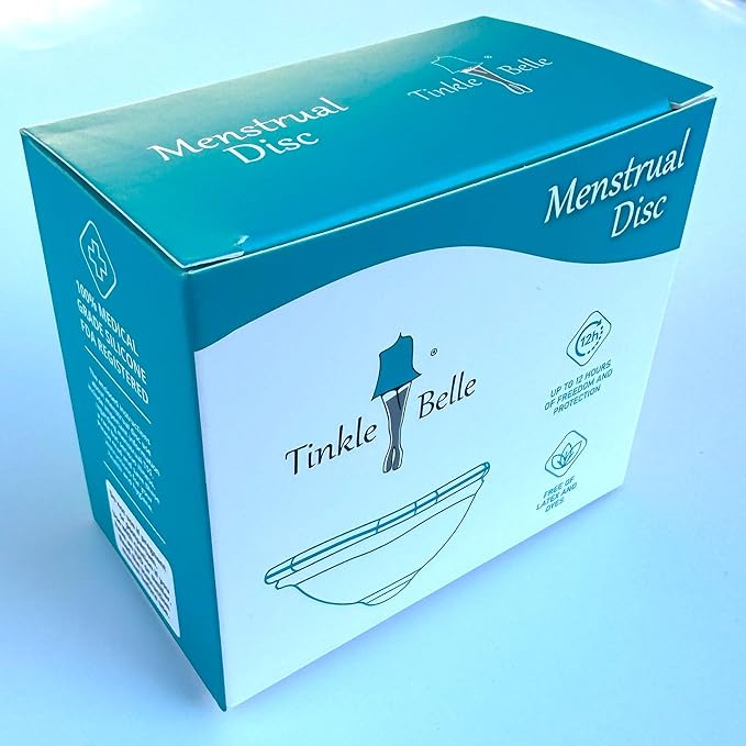 Tinkle Belle Reusable Menstrual Disc| Tampon Pad and Cup Alternative | Up to 12 Hour use | Comfortable | Includes Carrying Pouch and Cleaning Brush