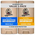 Dr. Squatch Natural Men’s Deodorant – Aluminum Free Natural Deodorant Men with Charcoal &amp Postbiotics for 72-Hour Odor Protection – Fresh Falls + Summer Citrus 2.65oz Stick (2-Pack)
