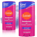 Lume Deodorant Plus Sweat Control - Smooth Solid Stick - Extra Strength Antiperspirant - 72 Hour Odor And Sweat Control - Baking Soda Free Skin Loving - 2.6 ounce (Soft Powder) Pack of 2