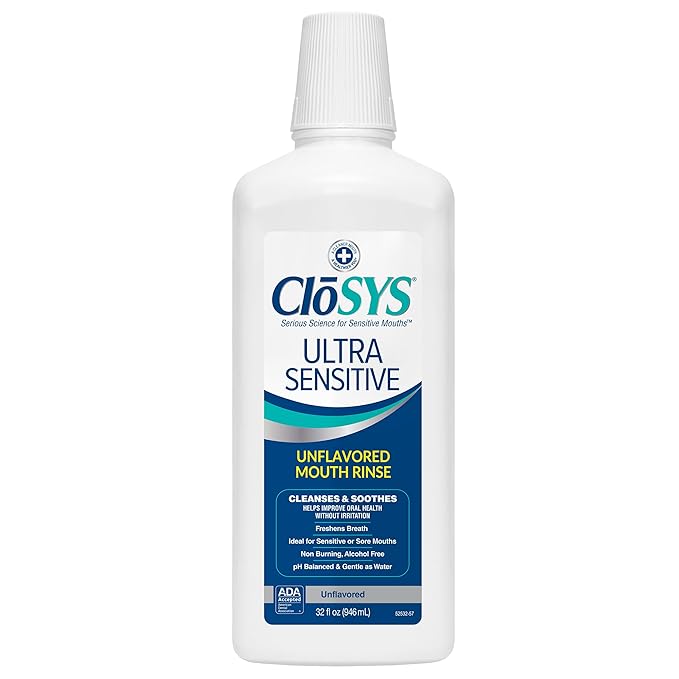 CloSYS 32 Oz Healthy Teeth &amp Ultra Sensitive Unflavored Mouthwashes with Flavor Dropper