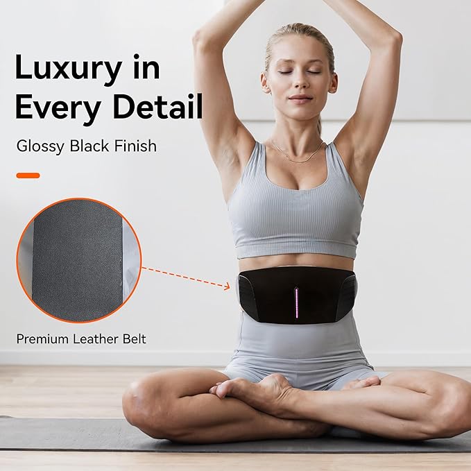 Dual Kneading Disc Abdominal Massager with Heat - Stomach Massager for Digestion Belly Cellulite Machine for Flattening Belly &amp Muscle Relief Relieves Discomfort Caused by Period Cramps Gas (bl