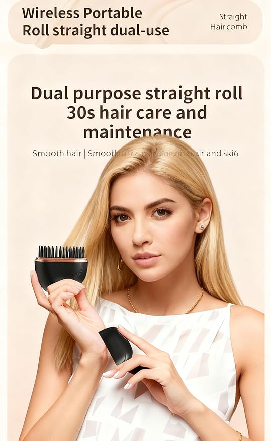 Mini Straightener Brush Rechargeable Portable Mini Straightener Capsule Hair Straighteners &amp Styler 3-Speed Temperature Control Lightweight and Portable (Mix)