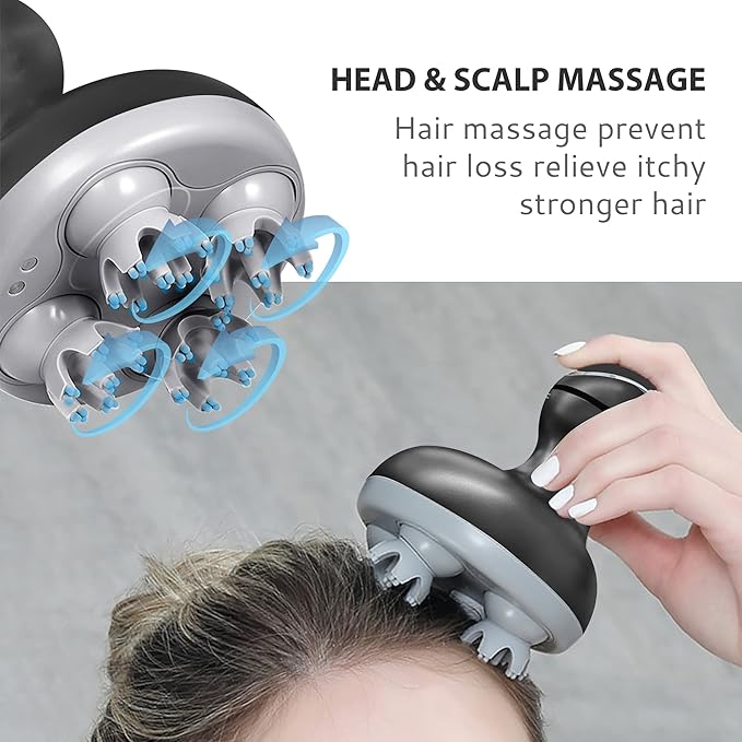 COMFIER Neck and Back Massager with HeatShiatsu Massage Chair Pad Portable with Compress Electric Scalp Massager Waterproof Electric Scal with Mutlti-Modes Vibration Handheld Portable Head Scratch