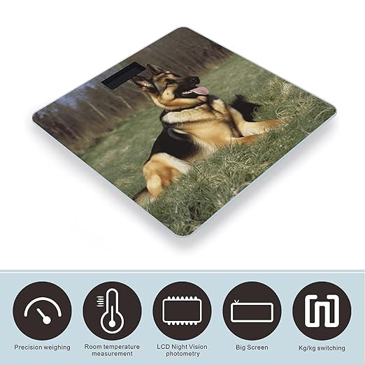 German Shepherd Dog Weight Scale for Body Weight Digital Bathroom Scale High Capacity Accurate Digital Weighing Scales and Easy-to-Read on Backlit LCD Display Scales