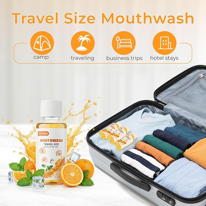 Travel Mouthwash Bulk Mini Mouthwash Travel Size Fresh Orange Portable Individual Bottles 35ml/1.2fl oz for Hotel Toiletry Kits (200)