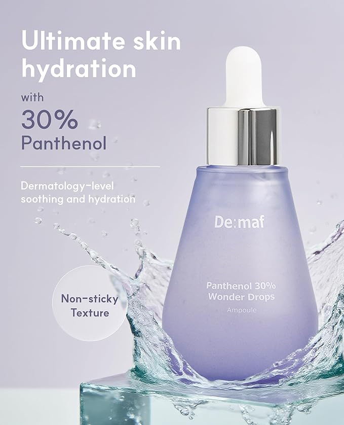 De:maf Panthenol 30% Wonder Drops Ampoule Panthenol 30% and Evening Primrose Extract for Instant Calming Suitable for All Sensitive Skin Korean Skincare