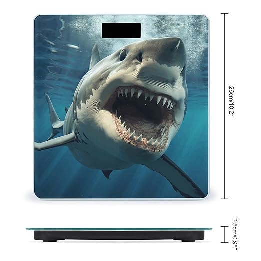 Shark Mouth Bathroom Scale Rounded Smart Scale for Body Weight Automatic Power On/Off Weight Scales Accurate Bathroom Digital Scales for Pet Home Bedroom Kitchen
