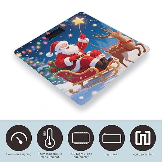 Digital Bathroom Scale for Body Weight Scale with Bright LCD Display High Accuracy Step-On Technology Auto On/Off Christmas Santa Claus Digital Scales 400 Lbs /180kg