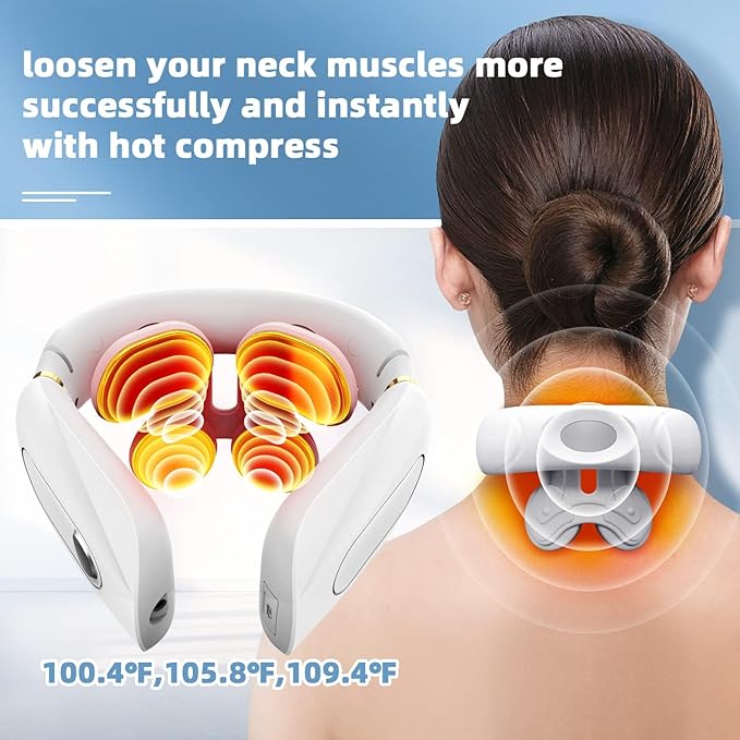 Tianfucen Cordless Neck Massager with Heat3 Model 15 Levels Electric Neck Massager for Pain RelievePortable Massager Neck Relaxer.