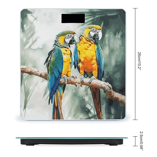 Parrots Scale for Body Weight Anti-Slip Digital Bathroom Scale Sturdy Toughened Glass Weighing Scales High Precision Safe Rounded Corners Smart Scales