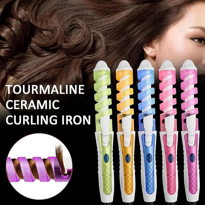 Automatic Spiral Hair Curling Iron Wave Hair Stick Spiral Easy-to-use Curling Wand Long-Lasting Salon-Quality Curls and Waves (Color : Pink)