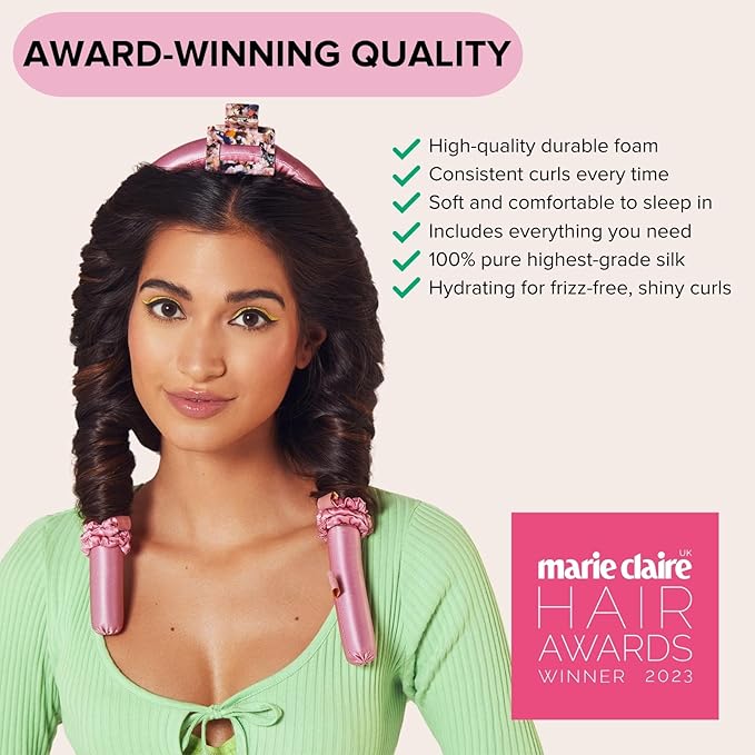 SILKE Heatless Hair Curlers | 100% Luxurious Heatless Curls Headband | Silk Curlers to Sleep In | No Heat Curlers for Overnight Curls | Curling Set | Big Bounce No Effort (Red)