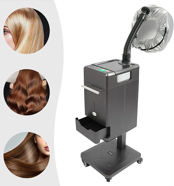 Nano Steamer for Hair 500w Micro Mist Salon Treatment Hair Steamer Machine Professional Nano Hair Steamer Machine Color Processor Beauty Salon Nano Hair Steamer with Hose Attachment Caps