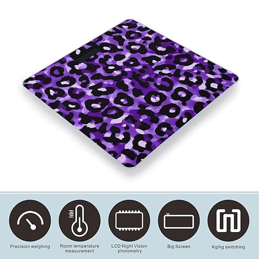 Women's Digital Bathroom Weighing Scale Automatic Switch Energy Saving Scale Smart Scale for Body Weight Purple Cheetah Leopard Print