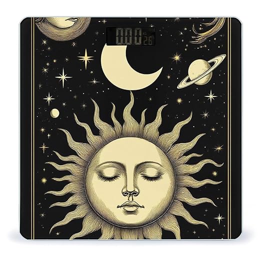 Men's Fashion Automatic Switch Digital Bathroom Weighing Scale Smart Scale Tarot Card Magic Boho Vintage Sun Moon Stars