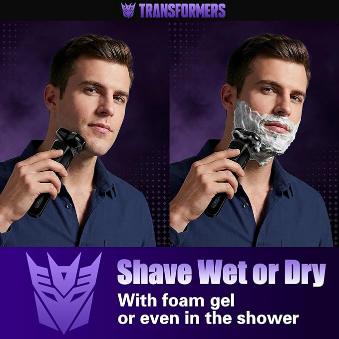 TRANSFORMERS Electric Shavers for Men 3D Floating Cutter Electric Razor 1200mAh Battery LED Display IPX7 WaterproofBeard Trimmer for Sensitive Skin Pop-up Pruner Razors for Men