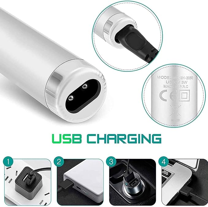 Ear Nose Hair Trimmer for Men Women 4 in 1 Electric Facial Hair Trimmer Professional Waterproof for Nose Ear Eyebrow Beard USB Rechargeable (Silver)