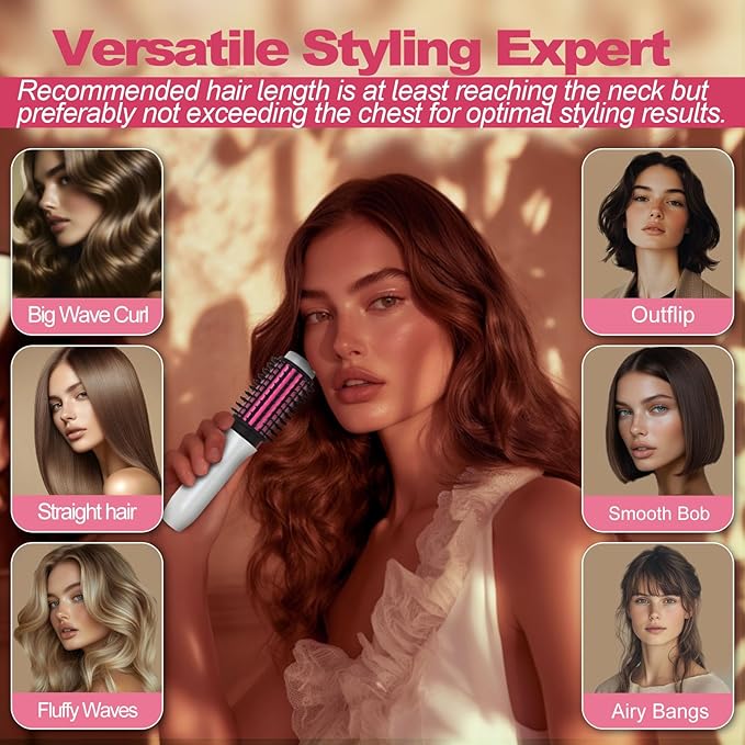 Youbella Cordless Hair Curling Iron Brush Mini Travel Hot Straightener Comb 3-in-1 Portable Wave Curling Wand 1.5″ Ionic Heated Brush USB Rechargeable Hair Curler White – No Automatic Rotation