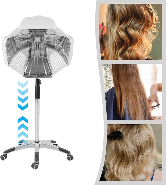 Hair Oil Heater Hood Dryer 1800w Professional Salon Machine - Freestanding Hair Perming Coloring Conditioning Timer System for Salon Spa Home Hair Care