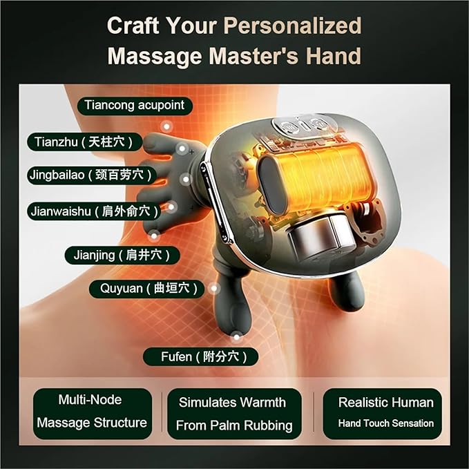 Neck Massager Neck Shoulder Massager Finger Pressure Shiatsu Back and Electric Kneading Deep Massage Muscle Relax