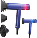 Ionic Hair Dryer with Diffuser and Concentrator Professional Lightweight Quiet Blow Dryer Powerful 1600 Watt Motor for Fast Drying and Straight &amp Wavy Hair 3 Temps/2 Speeds 6.56 Ft Cord Blue