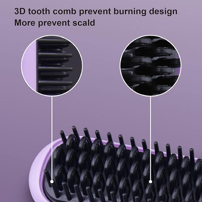 Hair Straightener Brush Portable Cordless Straight Hair Comb Travel Size Non Static Rechargeable Comb for Home Travel