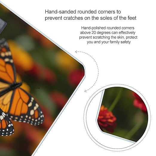 Monarch Butterflies Scale for Body Weight Digital Bathroom Scale Toughened Glass High Precision Scales for Body Weight with Large LCD Backlight Display Weight Scales