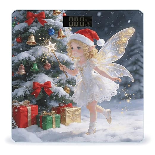 Fairy Christmas Smart Scale for Body Weight Digital Bathroom Scale Toughened Glass Weight Scale with Large LCD Backlight Display High Precision Scales Weighing Machine