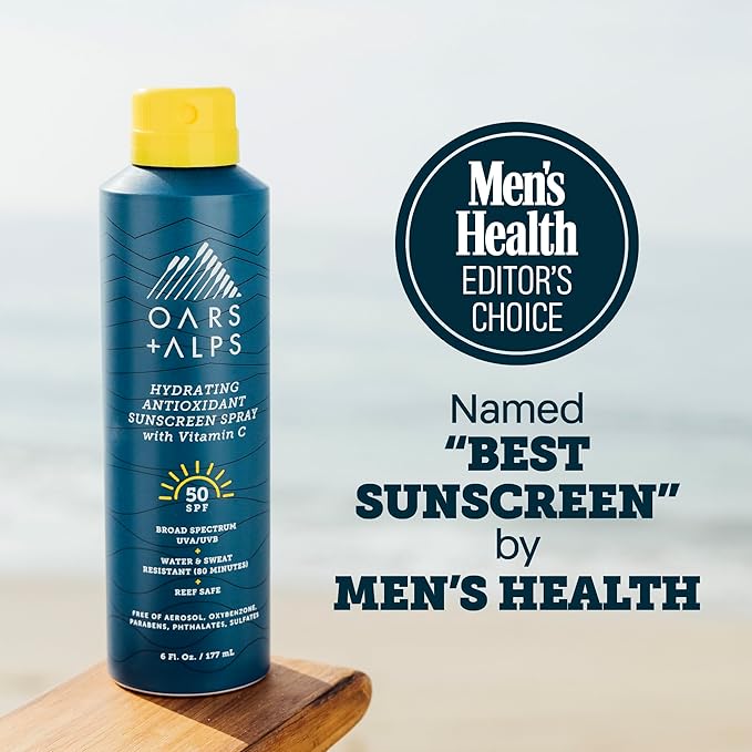 Oars + Alps SPF 50 Face &amp Body Broad Spectrum Sunscreen Spray | Fast-Absorbing Lightweight Non-Greasy Hawaii Reef Act 104 Compliant Water-Resistant Octinoxate + Oxybenzone Free 6 Oz 2 Pack