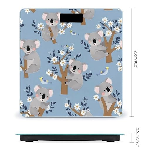 Women's Digital Bathroom Weighing Scale Automatic Switch Energy Saving Scale Smart Scale for Body Weight Cute Cartoon Koala Floral