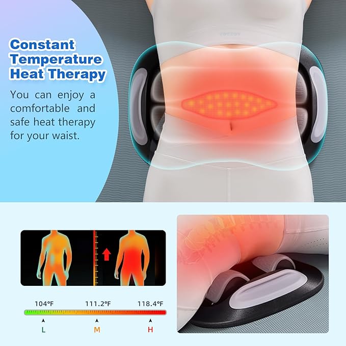 ALPHAY Electric Lumbar Traction DeviceLower Back Traction Device with Dynamic Stretching 3 Levels of Vibration and Thermal Therapy Low Back Pain Relief