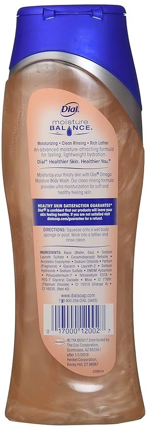 Dial Moisturizing Body Wash - Omega Moisture - Net Wt. 16 FL OZ (473 mL) Per Bottle - Pack of 3 Bottles
